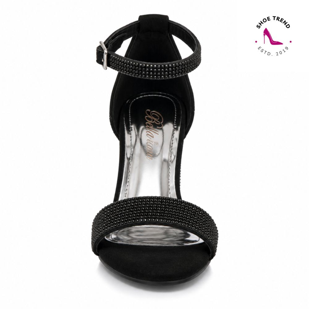 MIMI-01 Black Rhinestone Heels