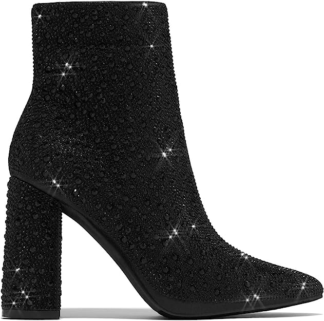 Runaway-01 Rhinestone Ankle Booties by Pazzle