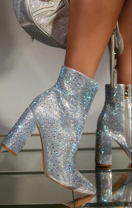 Runaway-01 Rhinestone Ankle Booties by Pazzle