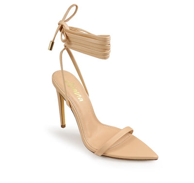 Laurent-55 By Liliana Women's Ankle Ribbon Strap High Heel Sandal