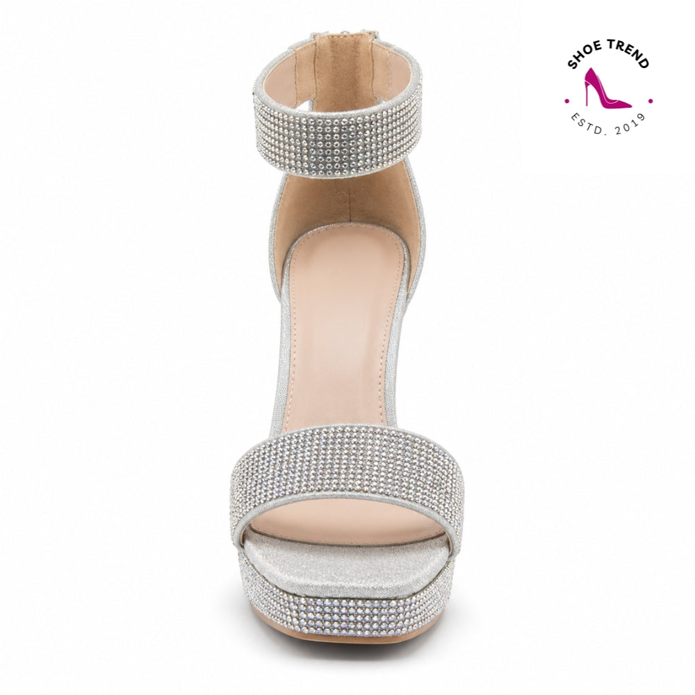 BONUS-25 Silver Rhinestone Heels