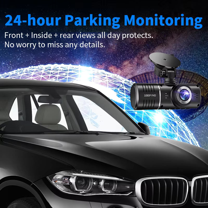 AOEDI Wholesale Three-lens Driving Recorder With Dual-panoramic Wifi Recording Function and Media Dash Camera for Cars