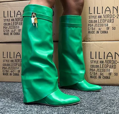 Mutto-01 Women's Knee High Pointed Toe Faux Leather Boots By Liliana