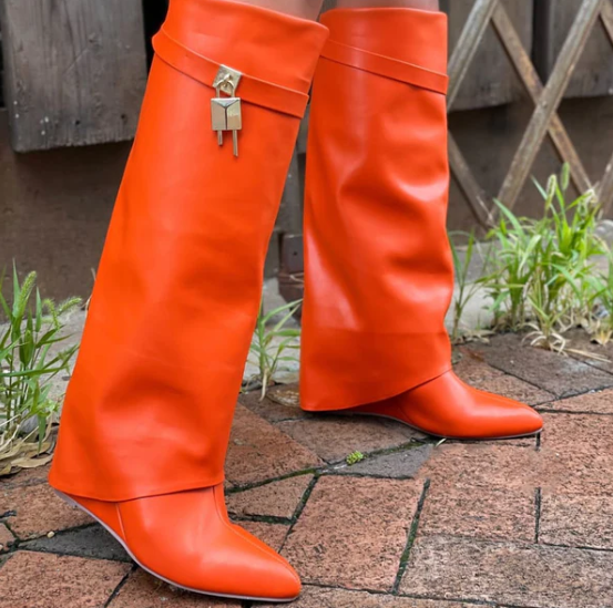Mutto-01 Women's Knee High Pointed Toe Faux Leather Boots By Liliana