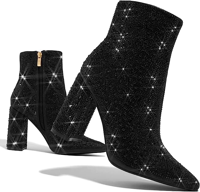 Runaway-01 Rhinestone Ankle Booties by Pazzle