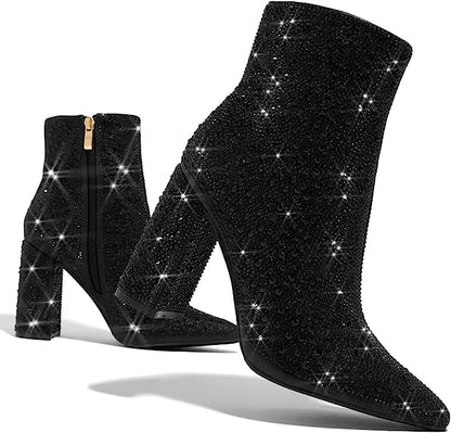 Runaway-01 Rhinestone Ankle Booties by Pazzle