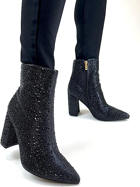 Runaway-01 Rhinestone Ankle Booties by Pazzle