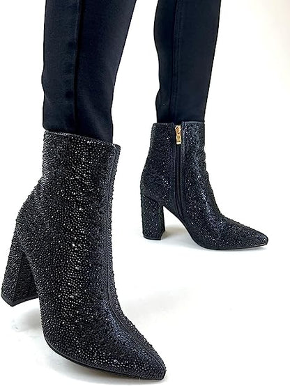 Runaway-01 Rhinestone Ankle Booties by Pazzle