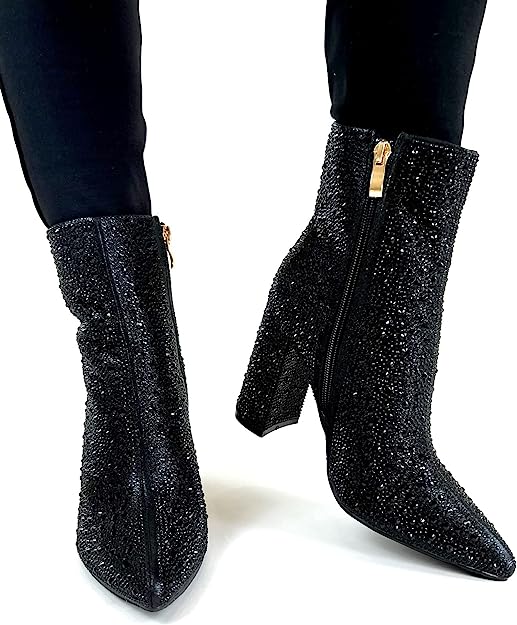 Runaway-01 Rhinestone Ankle Booties by Pazzle
