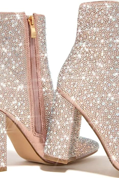 Runaway-01 Rhinestone Ankle Booties by Pazzle
