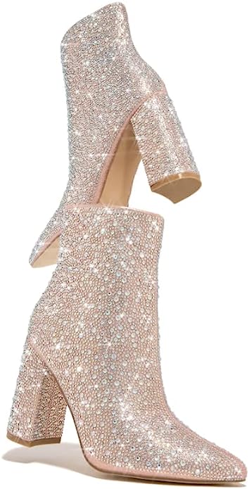 Runaway-01 Rhinestone Ankle Booties by Pazzle