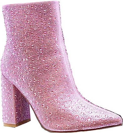 Runaway-01 Rhinestone Ankle Booties by Pazzle