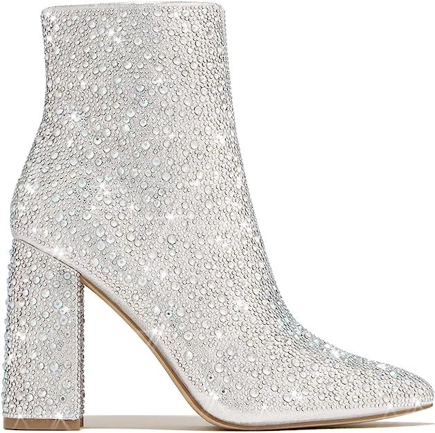 Runaway-01 Rhinestone Ankle Booties by Pazzle