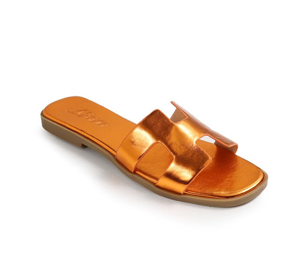 Women's Mules Slip on Flat Sandals Bestia-01C By Liliana