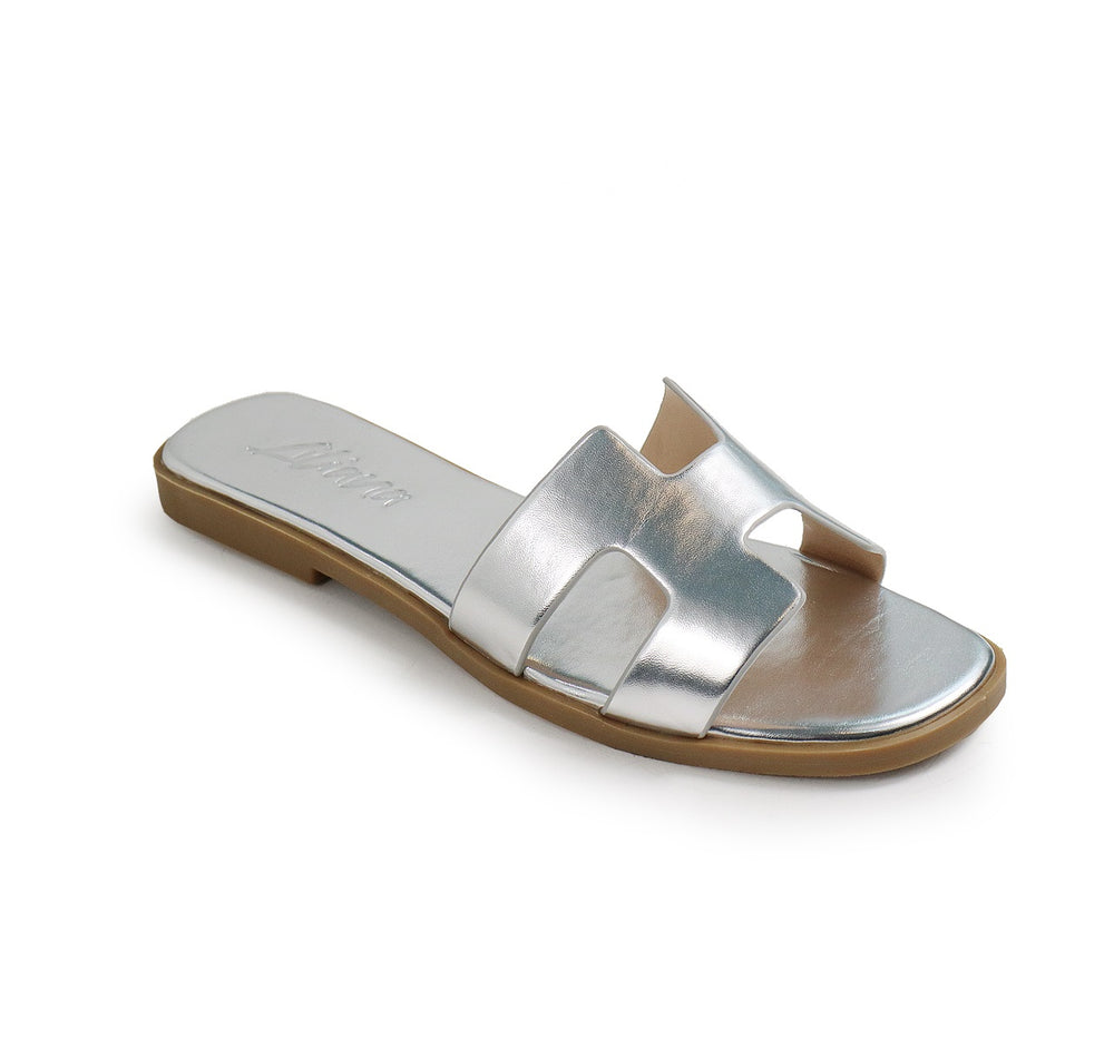 Women's Mules Slip on Flat Sandals Bestia-01C By Liliana