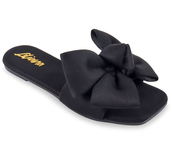 Women's Slip-on Flat Sandals Flowery Strap Shinee-10 By Liliana